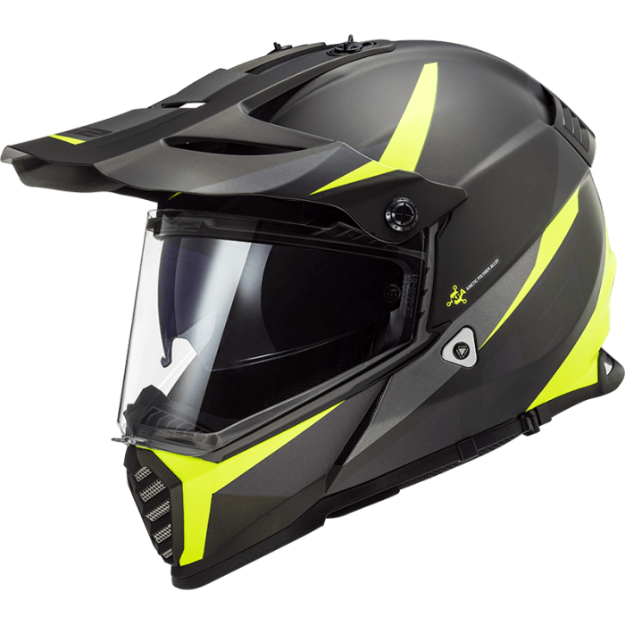 Мотошолом LS2 MX436 Pioneer Evo Router Matt Black Hi-Vis Yellow