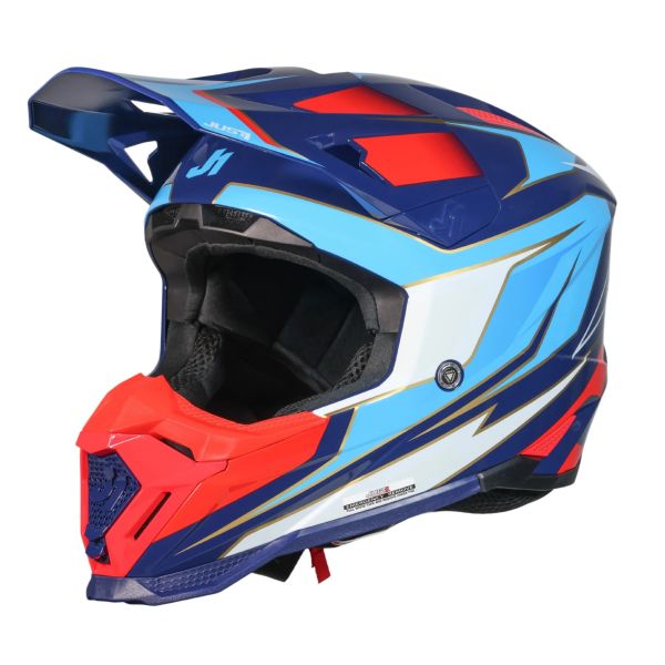 Мотошолом Just1 J40 Speed Red White Blue Gloss