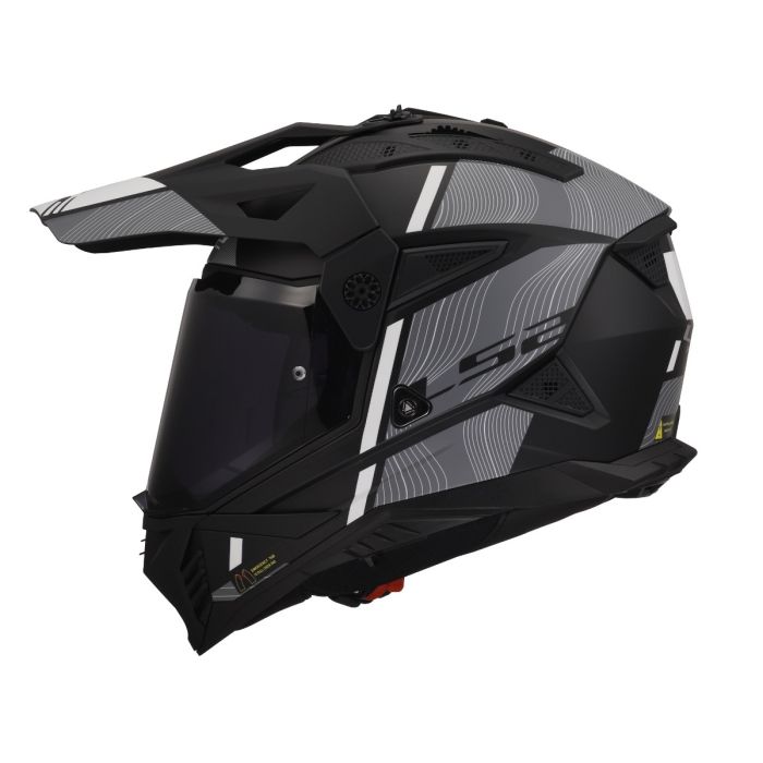 Мотошолом LS2 MX702 Pioneer 2 Hill Matt Black White