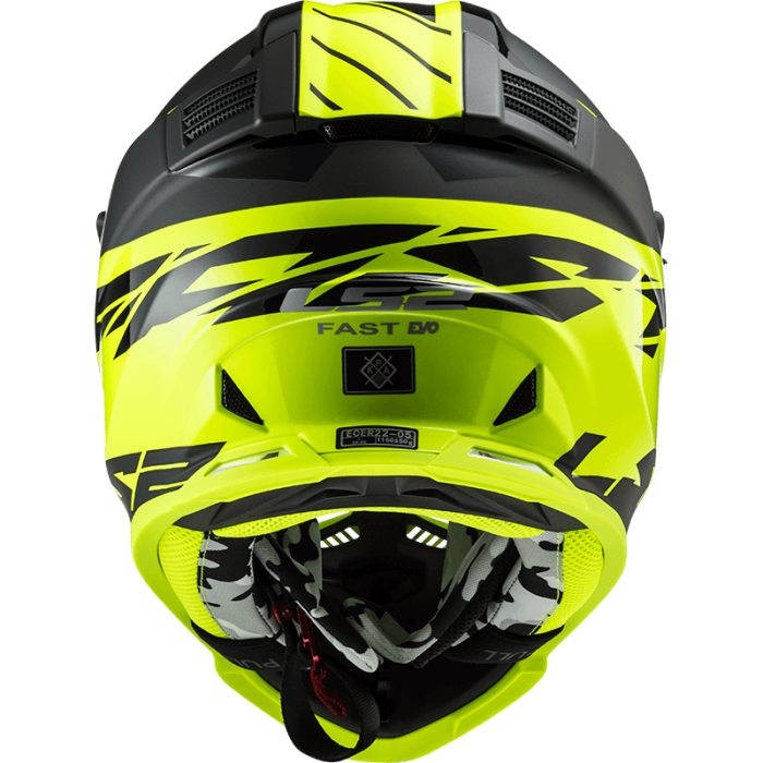 Мотошолом LS2 MX437 Fast Evo Roar Matt Black Hi-Vis Yellow
