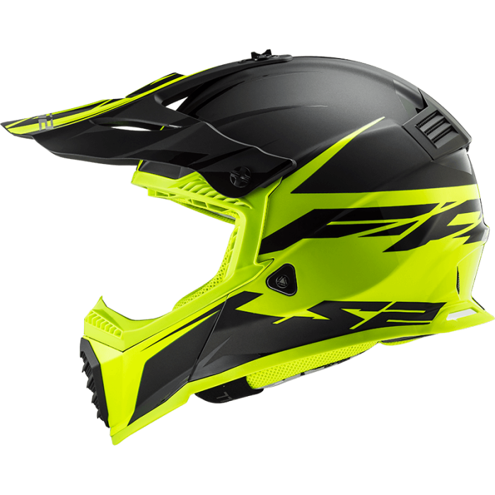 Мотошолом LS2 MX437 Fast Evo Roar Matt Black Hi-Vis Yellow