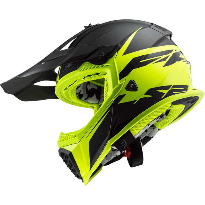 Мотошолом LS2 MX437 Fast Evo Roar Matt Black Hi-Vis Yellow