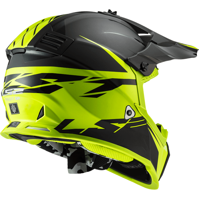 Мотошолом LS2 MX437 Fast Evo Roar Matt Black Hi-Vis Yellow