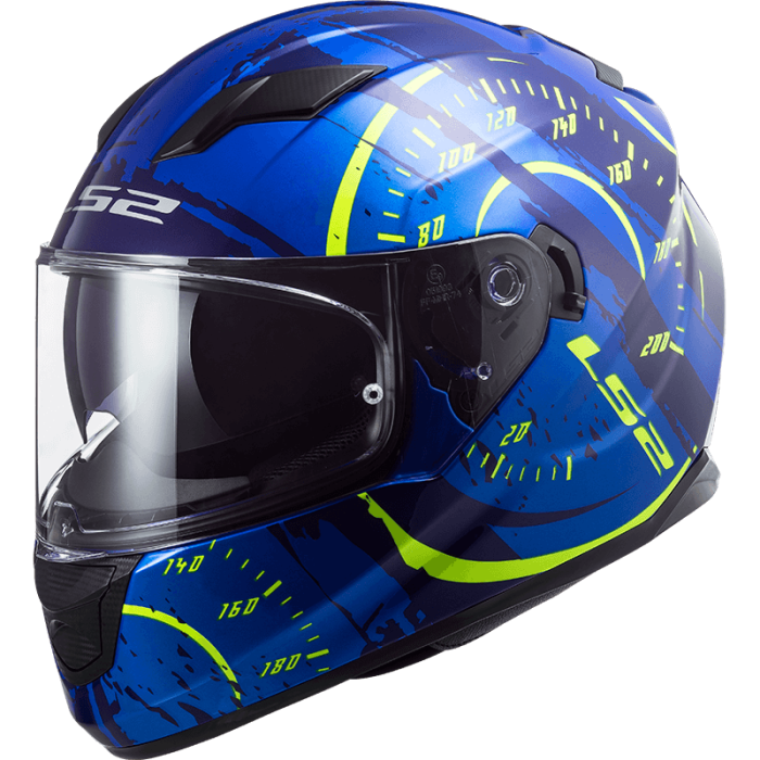 Мотошолом LS2 FF320 Stream Evo Tacho Blue Hi-Vis Yellow