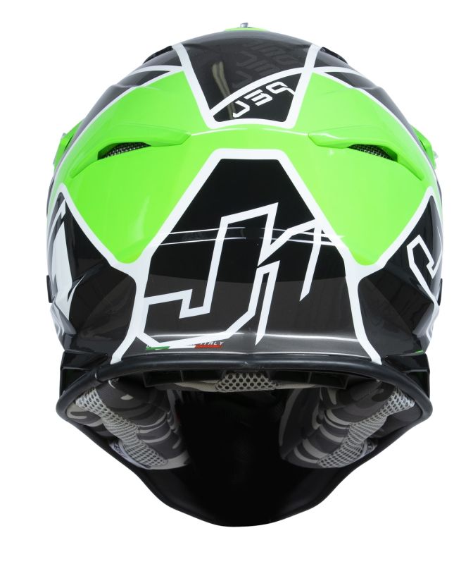 Мотошолом Just1 J39 Thruster Black White Fluo Green