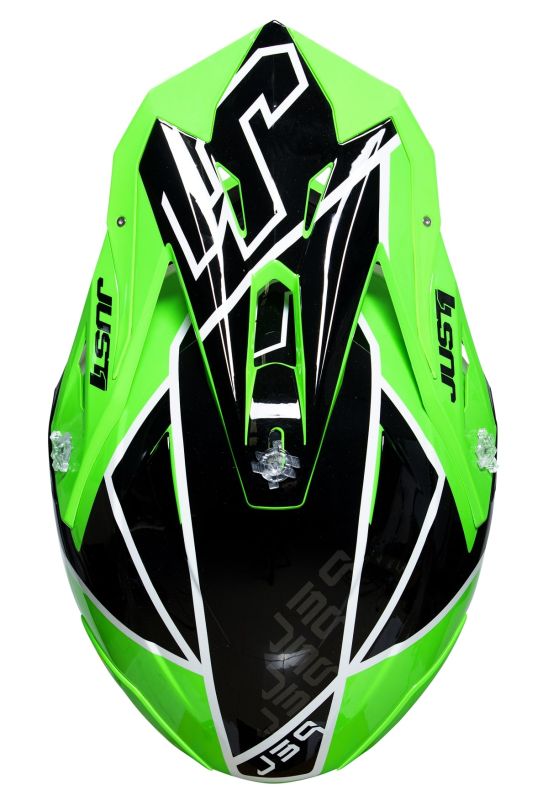 Мотошолом Just1 J39 Thruster Black White Fluo Green