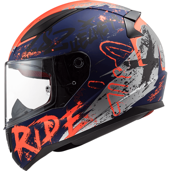 Мотошолом LS2 FF353 Rapid Naughty Matt Blue Fluo Orange