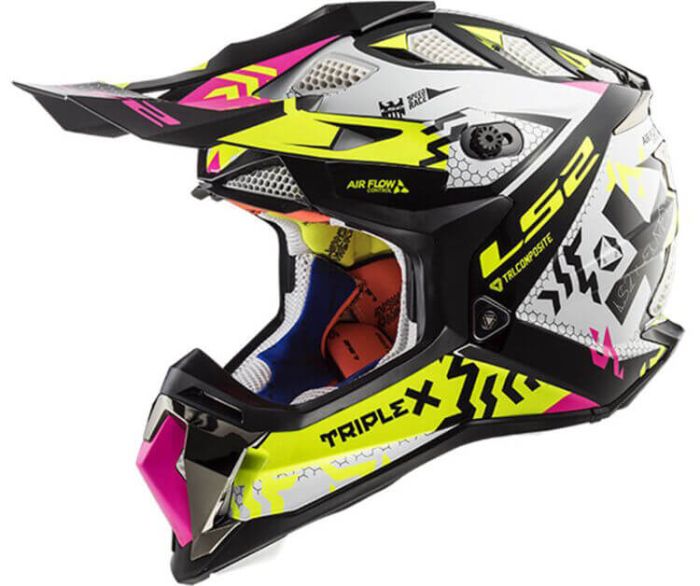 Мотошолом LS2 MX470 Subverter Triplex Black Pink Yellow
