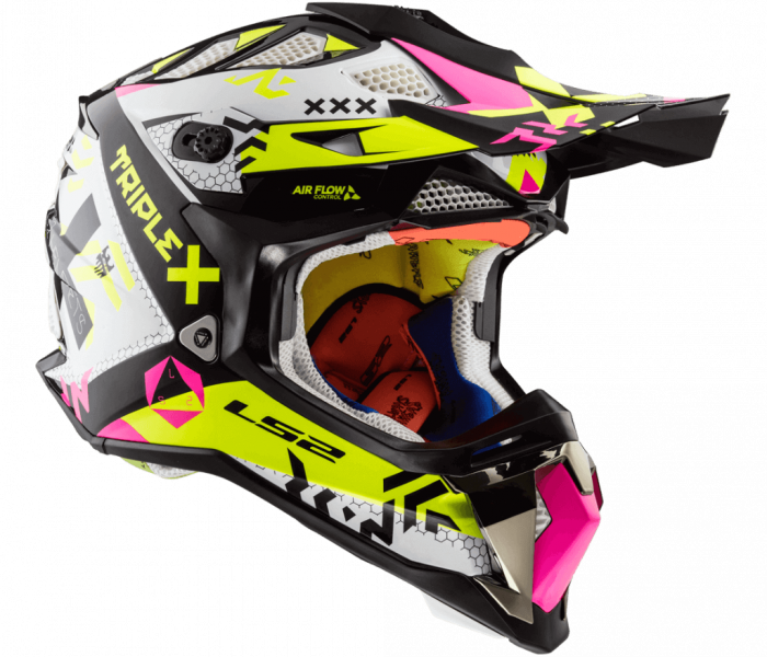Мотошолом LS2 MX470 Subverter Triplex Black Pink Yellow