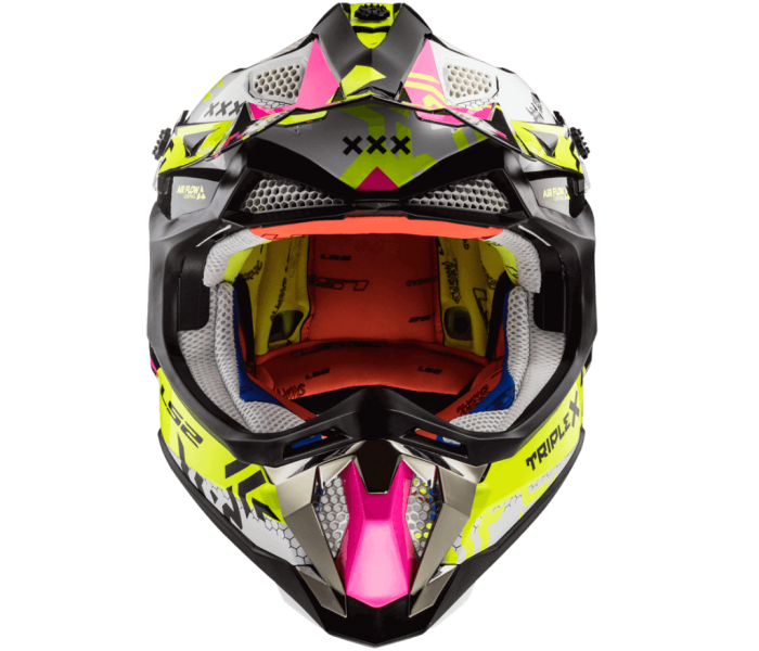Мотошолом LS2 MX470 Subverter Triplex Black Pink Yellow