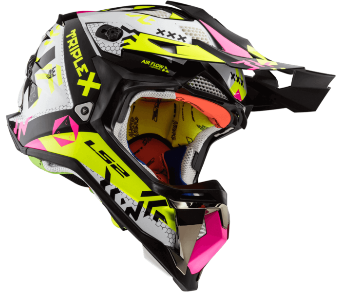 Мотошолом LS2 MX470 Subverter Triplex Black Pink Yellow