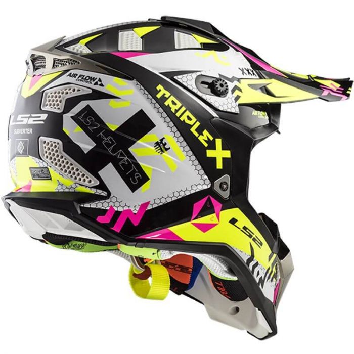 Мотошолом LS2 MX470 Subverter Triplex Black Pink Yellow