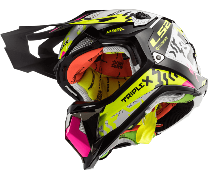 Мотошолом LS2 MX470 Subverter Triplex Black Pink Yellow