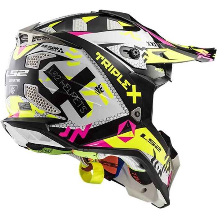 Мотошолом LS2 MX470 Subverter Triplex Black Pink Yellow