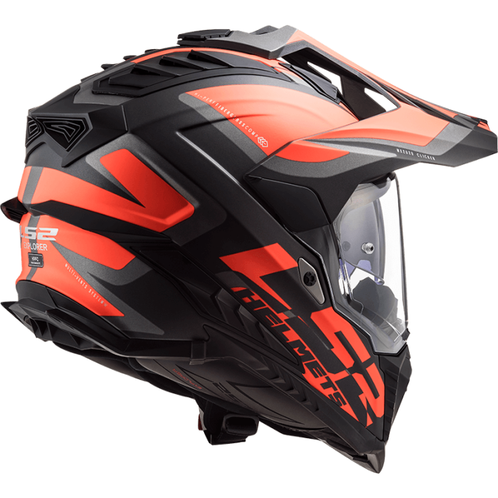 Мотошолом LS2 MX701 Explorer Alter Matt Black Fluo Orange