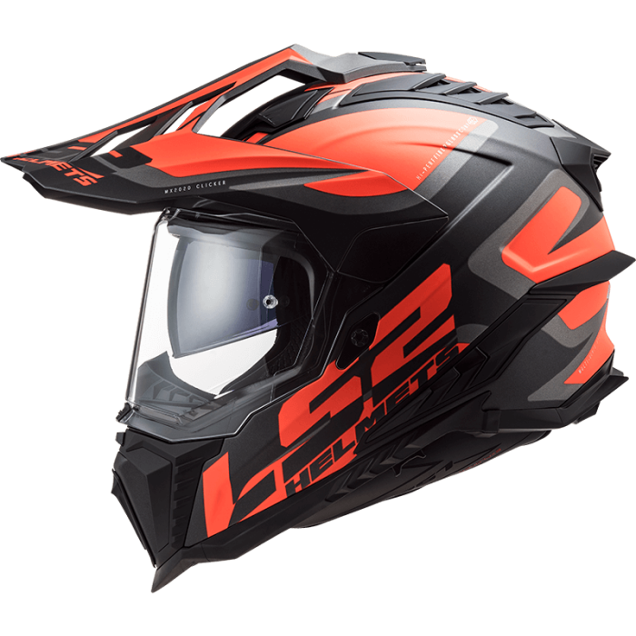 Мотошолом LS2 MX701 Explorer Alter Matt Black Fluo Orange