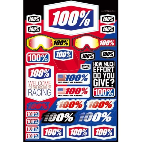Лист наліпок Ride 100% DECAL SHEET 12"x18"