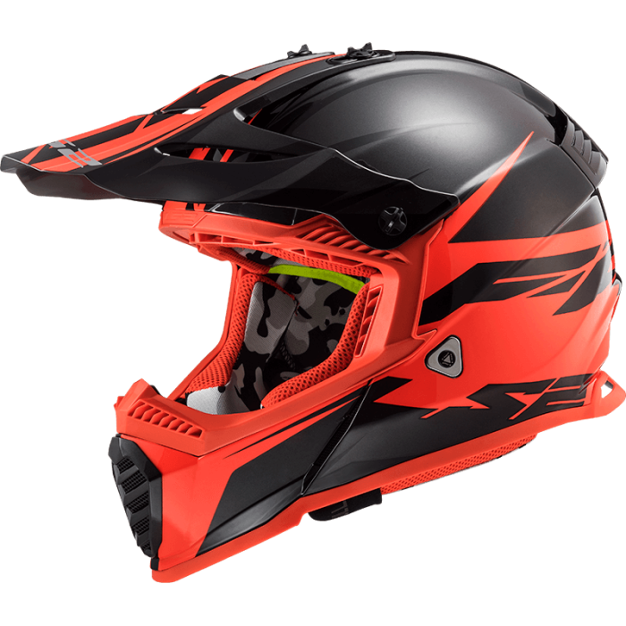 Мотошолом LS2 MX437 Fast Evo Roar Matt Black Red