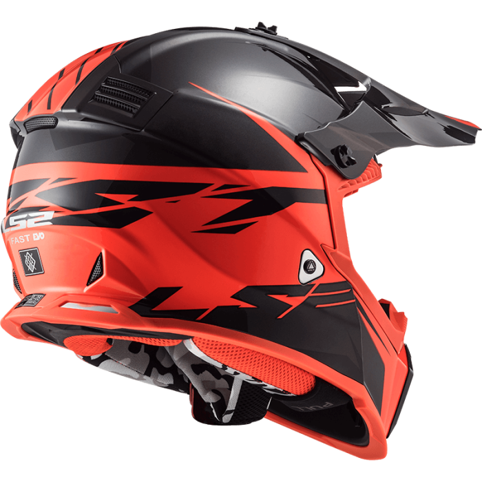 Мотошолом LS2 MX437 Fast Evo Roar Matt Black Red