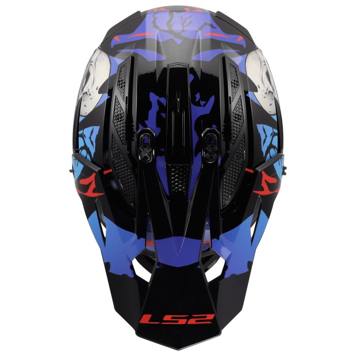 Мотошолом LS2 MX708 Fast 2 Zombie 2 Black Red Blue