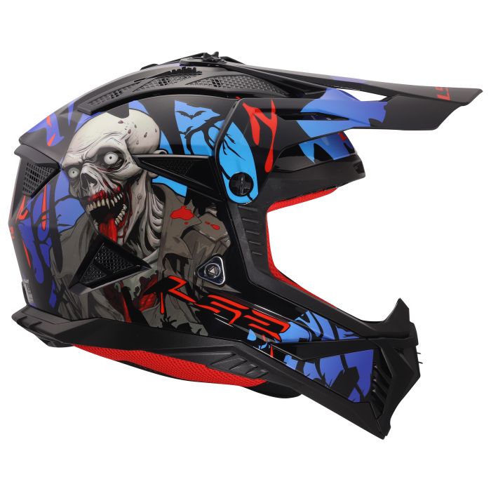 Мотошолом LS2 MX708 Fast 2 Zombie 2 Black Red Blue