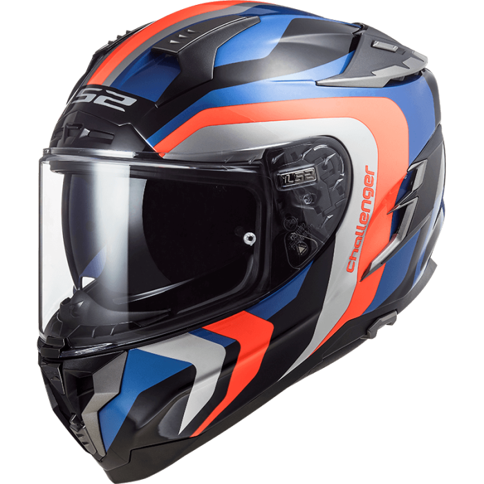 Мотошолом LS2 FF327 Challenger Galactic Blue Fluo Orange