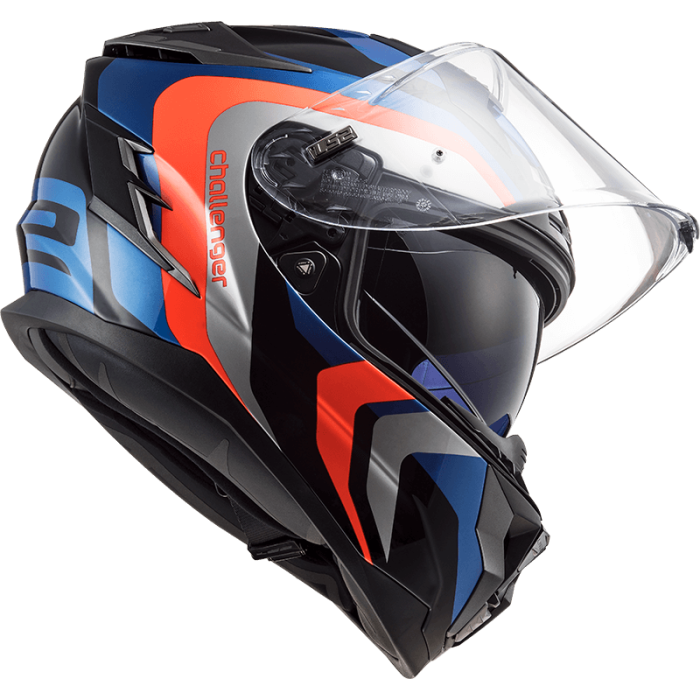 Мотошолом LS2 FF327 Challenger Galactic Blue Fluo Orange