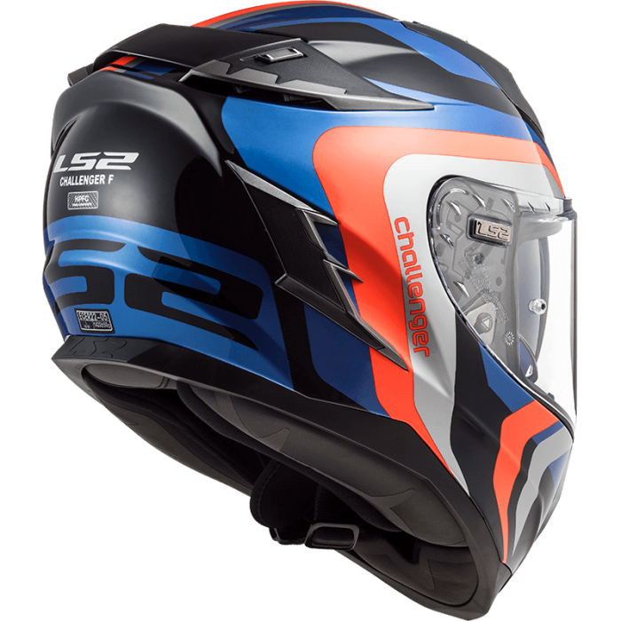 Мотошолом LS2 FF327 Challenger Galactic Blue Fluo Orange