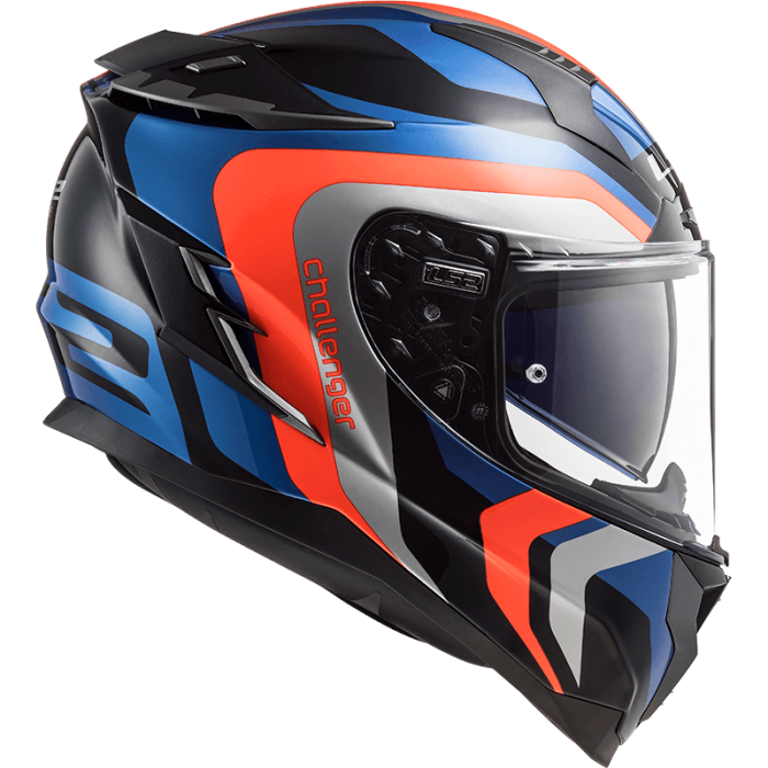 Мотошолом LS2 FF327 Challenger Galactic Blue Fluo Orange