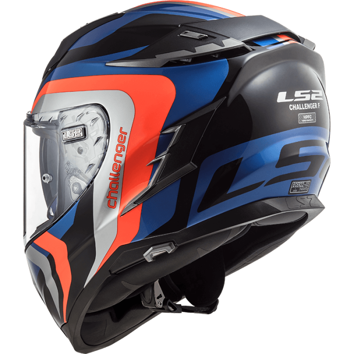 Мотошолом LS2 FF327 Challenger Galactic Blue Fluo Orange