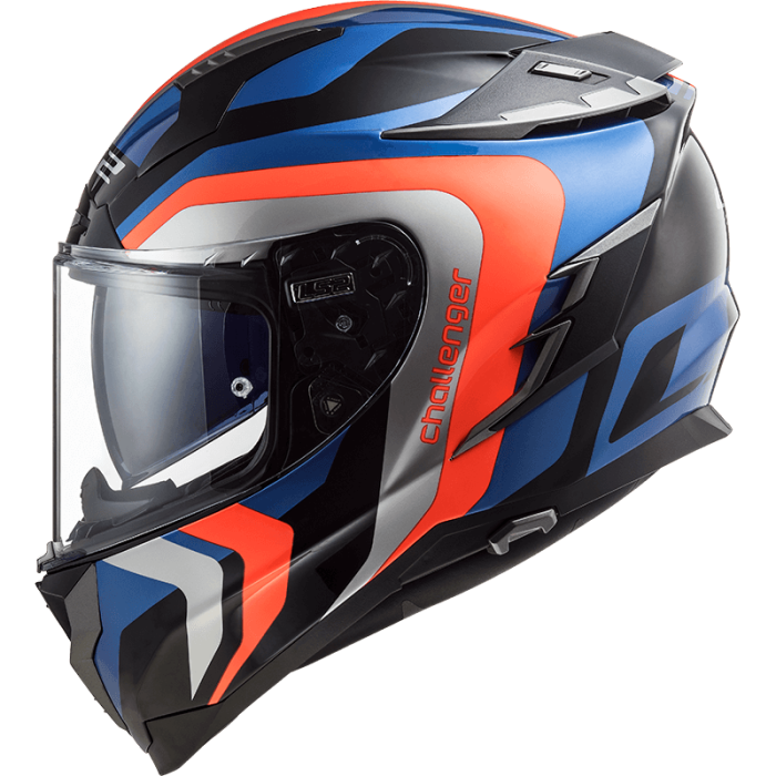 Мотошолом LS2 FF327 Challenger Galactic Blue Fluo Orange