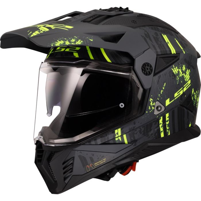 Мотошолом LS2 MX702 Pioneer 2 Crazy Matt Black Hi-Vis Yellow