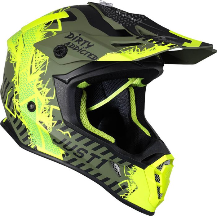 Мотошолом Just1 J38 Mask Fluo Yellow Black Green - Matt