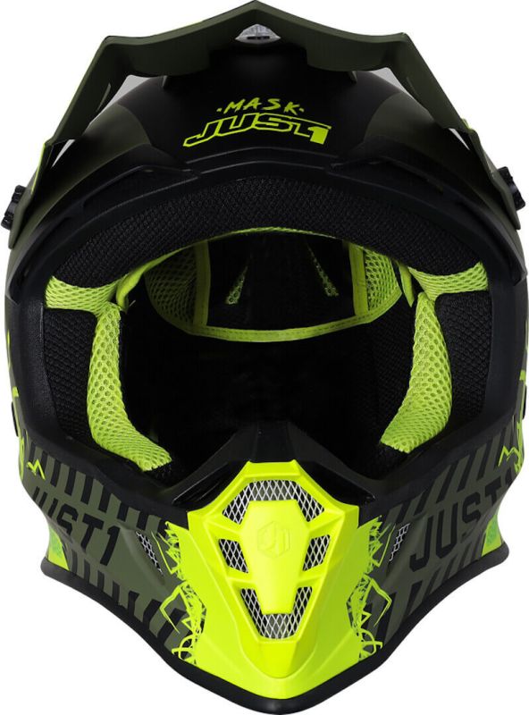 Мотошолом Just1 J38 Mask Fluo Yellow Black Green - Matt