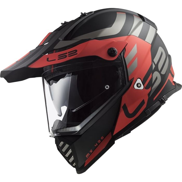 Мотошолом LS2 MX436 Pioneer Evo Adventurer Matt Black Red