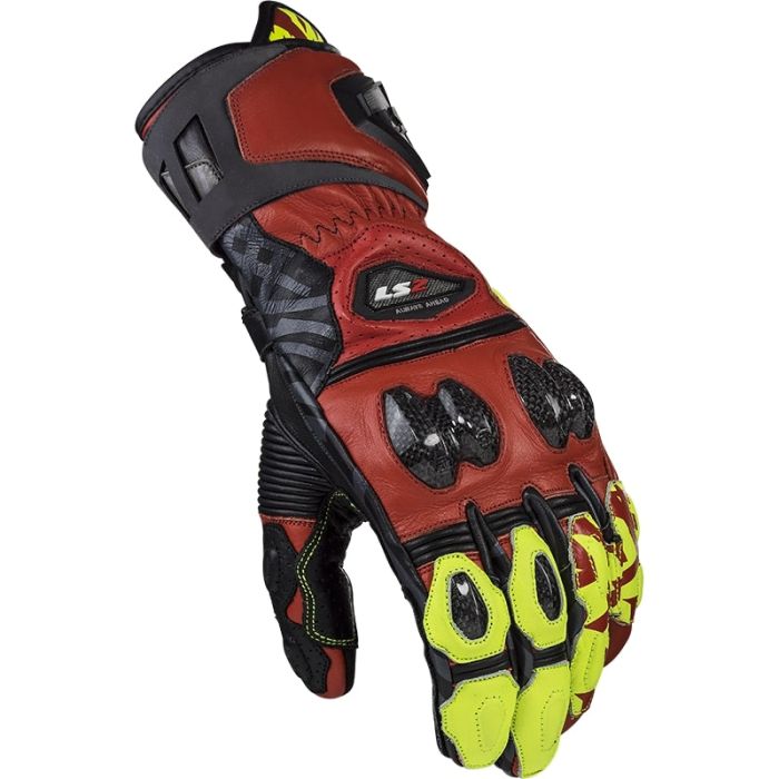 Моторукавички LS2 Feng Racing Gloves Red Hi-Vis Yellow