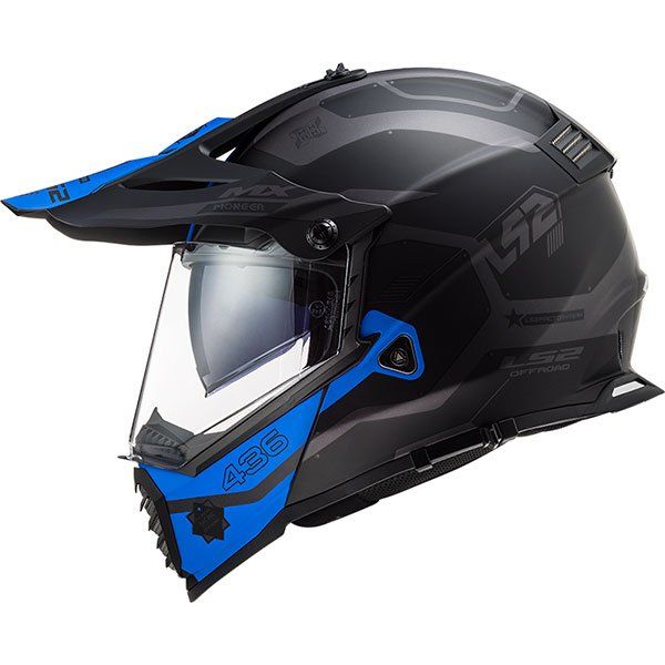 Мотошолом LS2 MX436 Pioneer Evo Cobra Black Silver Blue