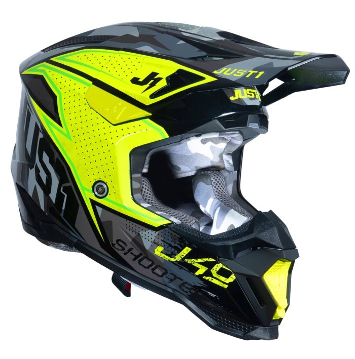 Мотошолом Just1 J40 Shooter Camo Yellow Fluo Black