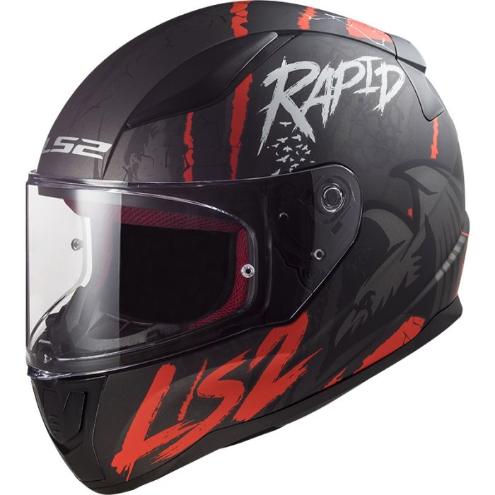 Мотошолом LS2 FF353 Rapid Raven Matt Black White Red