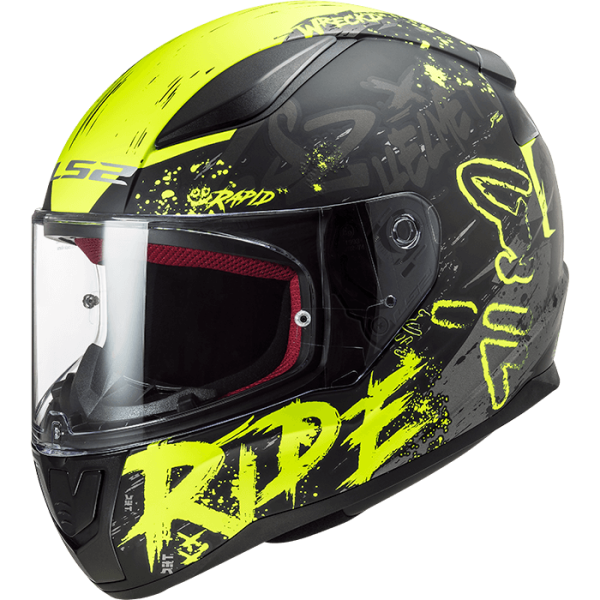 Мотошолом LS2 FF353 Rapid Naughty Matt Black Hi-Vis Yellow