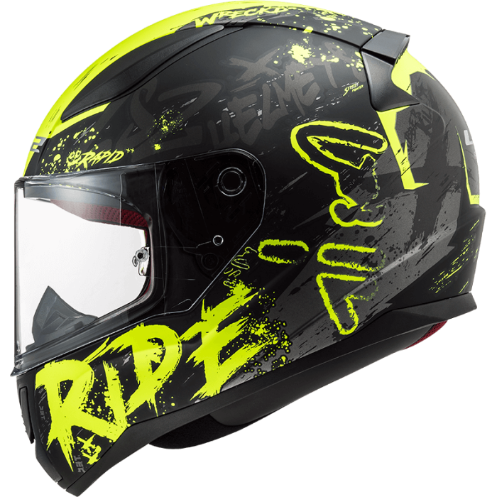 Мотошолом LS2 FF353 Rapid Naughty Matt Black Hi-Vis Yellow