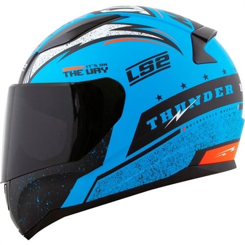Мотошолом LS2 FF353 Rapid Thunder Matt Blue Black Orange
