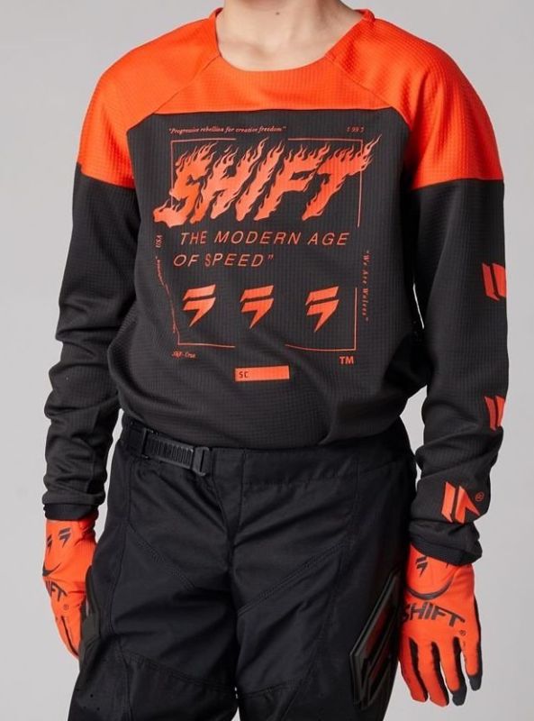 Дитяча Джерсі Shift Youth White Label Flame Jersey Flo Orange