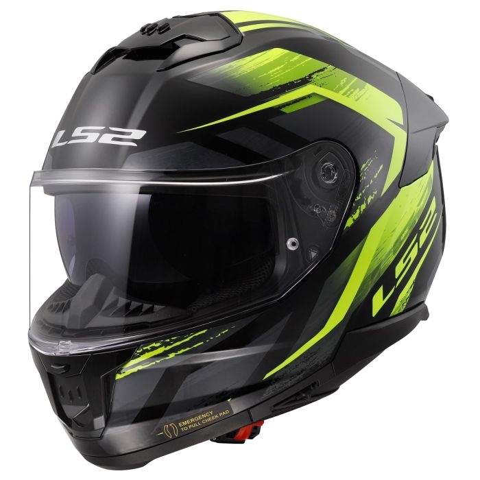 Мотошолом LS2 FF808 Stream 2 Fury Black Hi-Vis Yellow