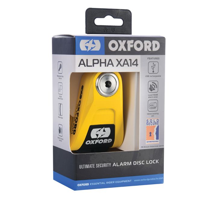 Замок Oxford Alpha XA14 Alarm Disc Lock Yellow/Black