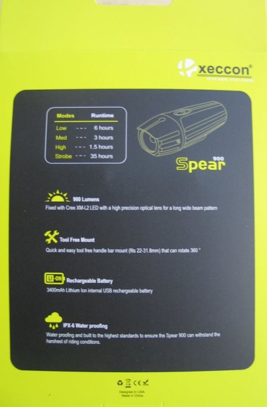 Вело Фара Xeccon Spear 900 Usb