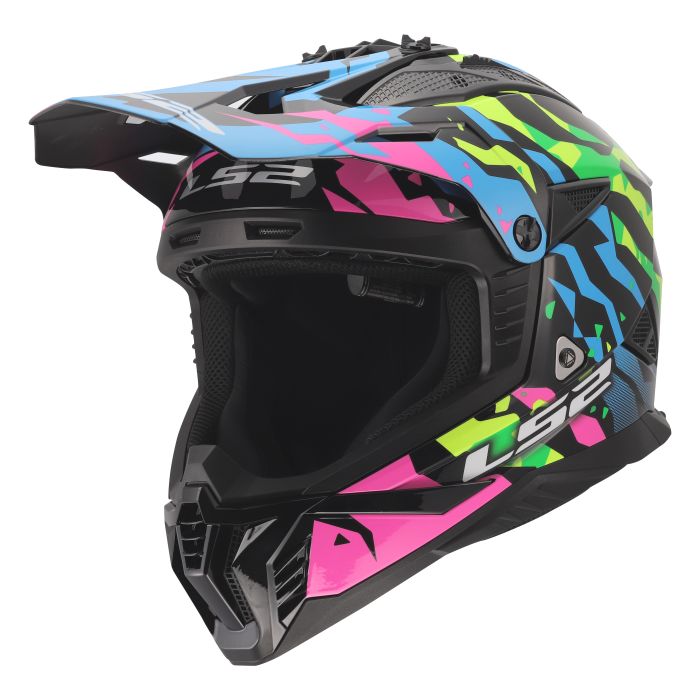 Мотошолом LS2 MX708 Fast 2 Grotesk Blue Pink Green