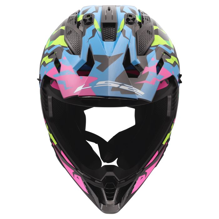 Мотошолом LS2 MX708 Fast 2 Grotesk Blue Pink Green