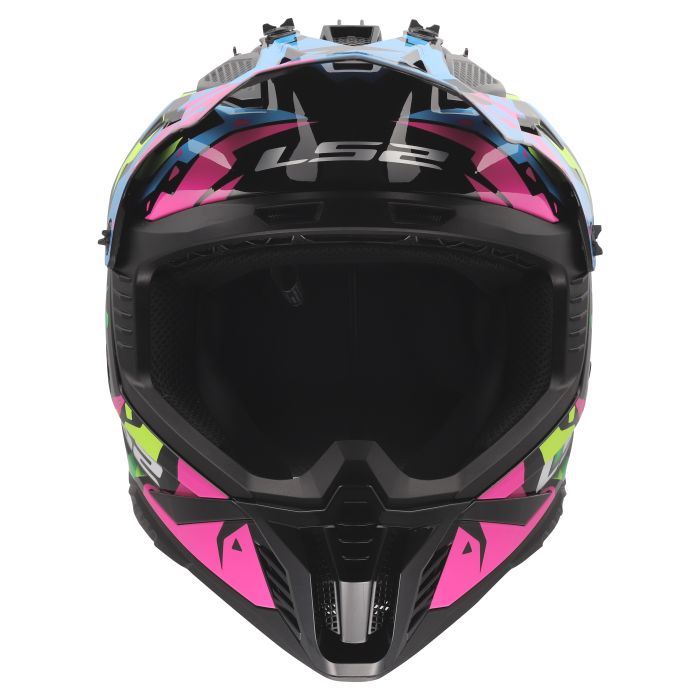 Мотошолом LS2 MX708 Fast 2 Grotesk Blue Pink Green