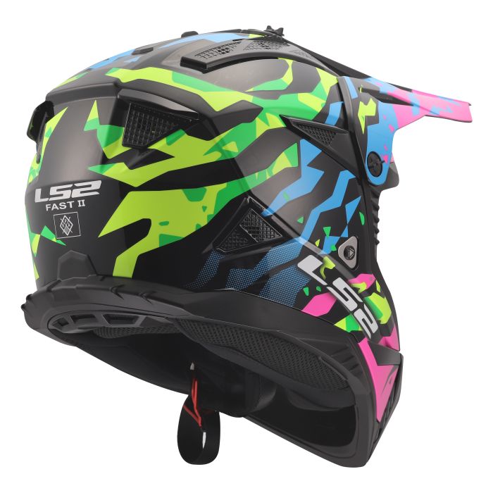 Мотошолом LS2 MX708 Fast 2 Grotesk Blue Pink Green